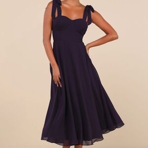 New with Tags! LulusCharisma Purple Tie-strap A-line Midi Dress - Size XS